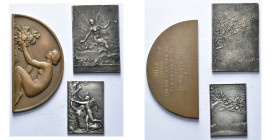 FRANCE, lto de 3 médailles: 1900, Roty, Exposition universelle de Paris (AE argenté); 1911, Delpech, Congrès de la société nationale d''oléiculture à ...