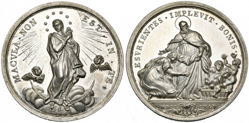 ITALIE, ETATS PONTIFICAUX, AR médaille, 1845, Hamerani. L''Immaculée Conception ...