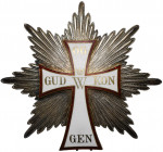 DANEMARK, Ordre du Danebrog, ensemble de grand-croix, modèle au monogramme de Frédéric IX (1947-1972): plaque, bijou et écharpe dans un écrin de Miche...