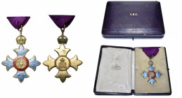 GRANDE-BRETAGNE, Ordre de l''Empire britannique, croix de commandeur (CBE), modèle avec Britannia au centre, d’application entre 1917 et 1936, avec ru...
