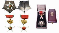 ITALIE, Ordre de l''Etoile coloniale, ensemble de grand officier (plaque en argent et étoile de commandeur en or, avec ruban), dans son écrin de Crava...