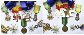 lot de 7 distinctions: médaille militaire française (type 3e république avec revers du trophée lisse), médaille commémorative française de la guerre d...