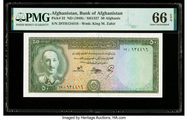 Afghanistan Bank of Afghanistan 50 Afghanis ND (1948) / SH1327 Pick 32 PMG Gem U...