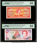 Bermuda Bermuda Government 10 Shillings 20.10.1952 Pick 19a PMG Choice Uncirculated 64; Cayman Islands Monetary Authority 10 Dollars 2001 Pick 28a PMG...