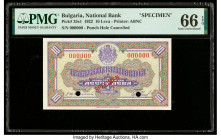 Bulgaria Bulgaria National Bank 10 Leva 1922 Pick 35s1 Specimen PMG Gem Uncirculated 66 EPQ. Red Specimen overprints and two POCs present.

HID0980124...