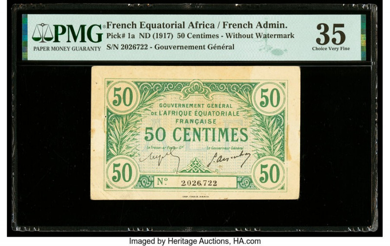 French Equatorial Africa Gouvernement General 50 Centimes ND (1917) Pick 1a PMG ...