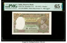 India Reserve Bank of India 5 Rupees ND (1937) Pick 18a Jhun4.3.1 PMG Gem Uncirculated 65 EPQ. Staple holes at issue.

HID09801242017

© 2020 Heritage...