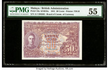 Malaya Board of Commissioners of Currency 50 Cents 1941 (ND 1945) Pick 10a KNB10a PMG About Uncirculated 55. First prefix A/1.

HID09801242017

© 2020...