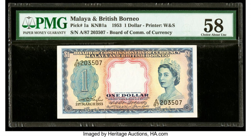 Malaya and British Borneo Board of Commissioners of Currency 1 Dollar 21.3.1953 ...