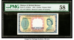 Malaya and British Borneo Board of Commissioners of Currency 1 Dollar 21.3.1953 Pick 1a B101 KNB1a PMG Choice About Unc 58. 

HID09801242017

© 2020 H...