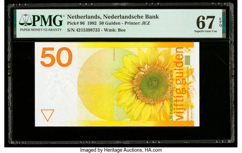 Netherlands Netherlands Bank 50 Gulden 4.1.1982 Pick 96 PMG Superb Gem Unc 67 EP...
