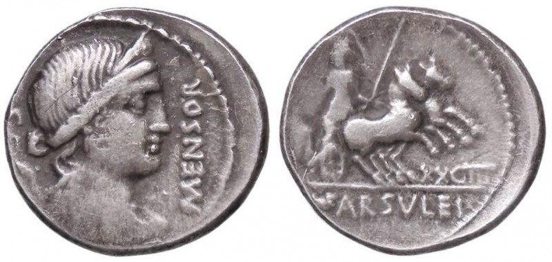 ROMANE REPUBBLICANE - FARSULEIA - L. Farsuleius Mensor (75 a.C.) - Denario B. 2;...