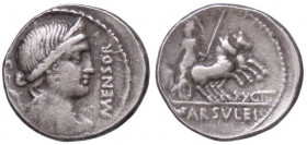 ROMANE REPUBBLICANE - FARSULEIA - L. Farsuleius Mensor (75 a.C.) - Denario B. 2; Cr. 392/1b (AG g. 3,95)
qBB