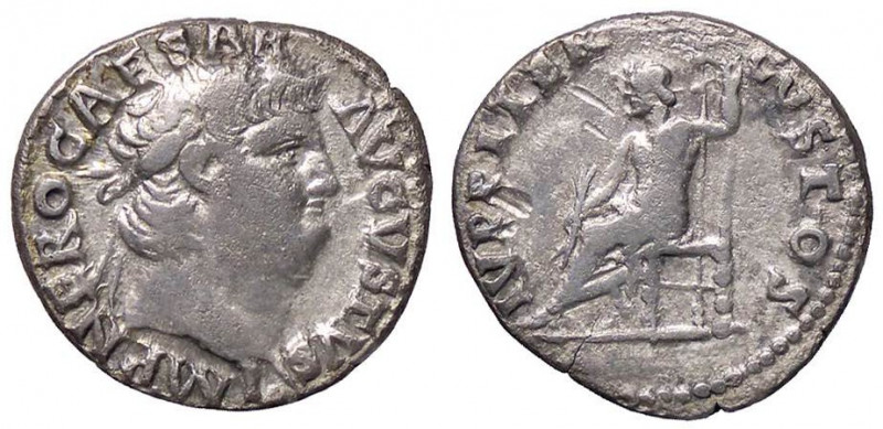 ROMANE IMPERIALI - Nerone (54-68) - Denario C. 121; RIC 46 (AG g. 2,78)
BB/qBB