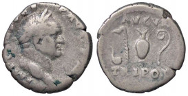 ROMANE IMPERIALI - Vespasiano (69-79) - Denario C. 43; RIC 30 (AG g. 3,3)
meglio di MB
