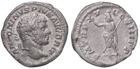 ROMANE IMPERIALI - Caracalla (198-217) - Denario C. 211; RIC 208a (AG g. 2,5)
BB+/BB