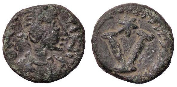 BIZANTINE - Giustiniano I (527-565) - Pentanummo (Ravenna) Sear 338 (AE g. 1,51)...