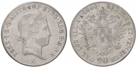 ESTERE - AUSTRIA - Ferdinando I d'Asburgo-Lorena (1835-1848) - 20 Kreuzer 1840 C AG
BB-SPL
