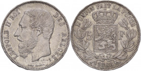 ESTERE - BELGIO - Leopoldo II (1865-1909) - 5 Franchi 1868 Kr. 24 AG
BB-SPL