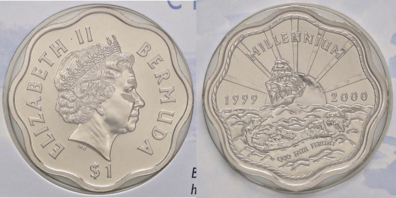 ESTERE - BERMUDA - Elisabetta II (1952) - Dollaro 1999-2000 Kr. 125 NI In carton...