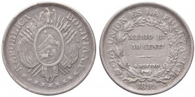 ESTERE - BOLIVIA - Repubblica (1825) - 50 Centavos 1899 Kr. 161 AG
BB