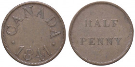 ESTERE - CANADA - Vittoria (1837-1901) - Mezzo penny 1841 CU
BB+