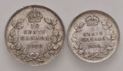 ESTERE - CANADA - Giorgio V (1910-1936) - 25 Cents 1920 Kr. 24a AG Assieme a 5 cents 1920 - Lotto di 2 monete
SPL÷qFDC

Assieme a 5 cents 1920 - Lo...
