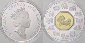 ESTERE - CANADA - Elisabetta II (1952) - 15 Dollari 2002 - Astrologia cinese AG Parte centrale del R/ placcato oro In confezione
FS

Parte centrale...