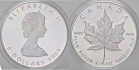 ESTERE - CANADA - Elisabetta II (1952) - 5 Dollari 1989 Kr. 163 AG In confezione lignea
FS

In confezione lignea