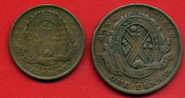ESTERE - CANADA-LOWER CANADA - Vittoria (1837-1901) - Token 1842 - Bank of Montreal Kr. Tn13/19 CU da 1 penny e 1/2 penny Lotto di 2 monete
med. BB
...