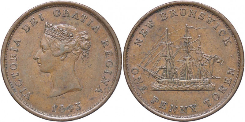 ESTERE - CANADA-NEWBRUNSWICK - Vittoria (1837-1901) - Token 1843 Kr. 2 R CU da 1...