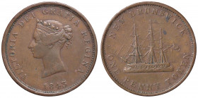 ESTERE - CANADA-NEWBRUNSWICK - Vittoria (1837-1901) - Token 1843 Kr. 2 R CU da 1 penny
BB/BB+

da 1 penny -