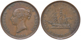 ESTERE - CANADA-NEWBRUNSWICK - Vittoria (1837-1901) - Token 1854 Kr. 3 R CU da 1/2 penny Colpetto
BB

da 1/2 penny - Colpetto