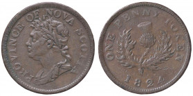 ESTERE - CANADA-NOVA SCOTIA - Giorgio IV (1820-1830) - Token 1824 Kr. 2 R CU da 1 penny
bel BB

da 1 penny -