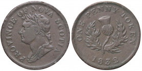 ESTERE - CANADA-NOVA SCOTIA - Guglielmo IV (1830-1837) - Token 1832 Kr. 1 R CU da 1/2 penny
qBB

da 1/2 penny -
