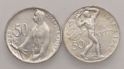 ESTERE - CECOSLOVACCHIA - Repubblica - 50 Corone 1947 e 1948 AG Lotto di 2 monete
qFDC÷FDC

Lotto di 2 monete