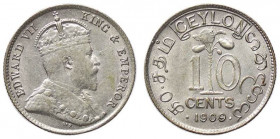 ESTERE - CEYLON - Edoardo VII (1901-1910) - 10 Cents 1909 Kr. 97 AG
qSPL/SPL+