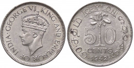 ESTERE - CEYLON - Giorgio VI (1936-1952) - 50 Cents 1942 Kr. 114 AG
qFDC