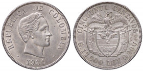ESTERE - COLOMBIA - Repubblica - 50 Centavos 1934 Kr. 274 AG
SPL-FDC
