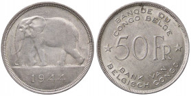 ESTERE - CONGO BELGA - Leopoldo III (1934-1950) - 50 Franchi 1944 Kr. 27 AG
SPL