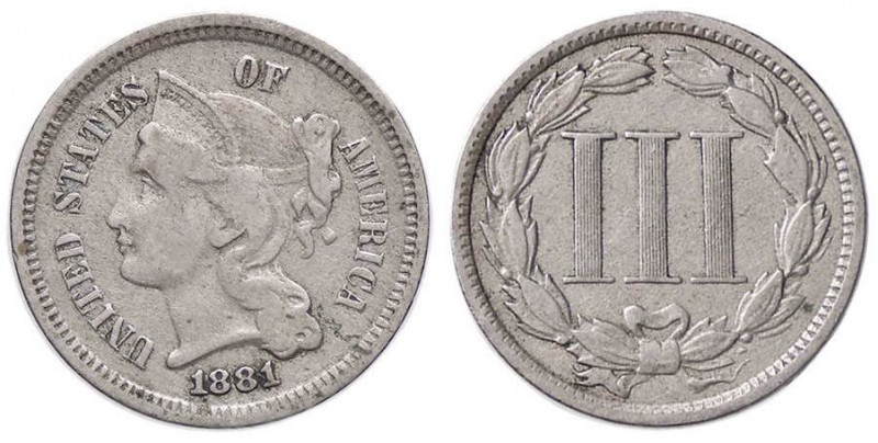 ESTERE - U.S.A. - 3 Cents 1881 Kr. 95 NI
qBB