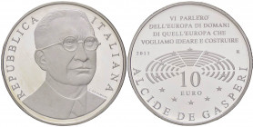 REPUBBLICA ITALIANA - Repubblica Italiana (monetazione in euro) (2002) - 10 Euro 2011 - De Gasperi AG Senza confezione
FS

Senza confezione