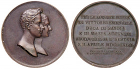 MEDAGLIE - SAVOIA - Carlo Alberto (1831-1849) - Medaglia 1842 - Per le nozze con Maria Adelaide AE Opus: Rasetti Ø 37
qSPL