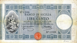 CARTAMONETA - SICILIA - Banco di Sicilia - Biglietti al portatore (1866-1867) - 100 Lire 24/12/1913 Gav. 284 Squartiti/Bortolotti
MB

Squartiti/Bor...