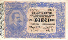 CARTAMONETA - BIGLIETTI DI STATO - Vittorio Emanuele III (1900-1943) - 10 Lire 31/08/1910 - Serie 971-1370 Alfa 75; Lireuro 17A RR Dell'Ara/Righetti P...