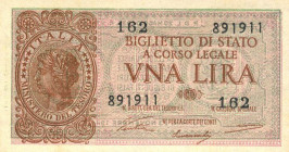 CARTAMONETA - BIGLIETTI DI STATO - Luogotenenza (1944-1946) - Lira 23/11/1944 Alfa 17; Lireuro 5A Ventura/Simoneschi/Giovinco Forte ricalco
FDS

Ve...