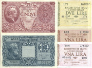 CARTAMONETA - BIGLIETTI DI STATO - Luogotenenza (1944-1946) - Serie 23/11/1944 10-5-2-1 lira Della lira ci sono 2 decreti
SPL+÷FDS

10-5-2-1 lira -...