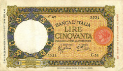 CARTAMONETA - BANCA d'ITALIA - Vittorio Emanuele III (1900-1943) - 50 Lire - Lupa 12/02/1936 - I° Tipo Alfa 231; Lireuro 6B Azzolini/Cima
bel BB

A...