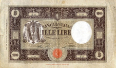 CARTAMONETA - BANCA d'ITALIA - Vittorio Emanuele III (1900-1943) - 1.000 Lire - Barbetti (fascio) I° tipo 12/07/1927 Alfa 613; Lireuro 43D RR Stringhe...