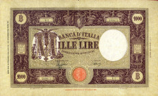 CARTAMONETA - BANCA d'ITALIA - Vittorio Emanuele III (1900-1943) - 1.000 Lire - Barbetti (fascio) II° tipo 12/12/1942 Alfa 621; Lireuro 45A R Azzolini...